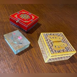 Three Unique Boxes - Wood, Soapstone and Woven